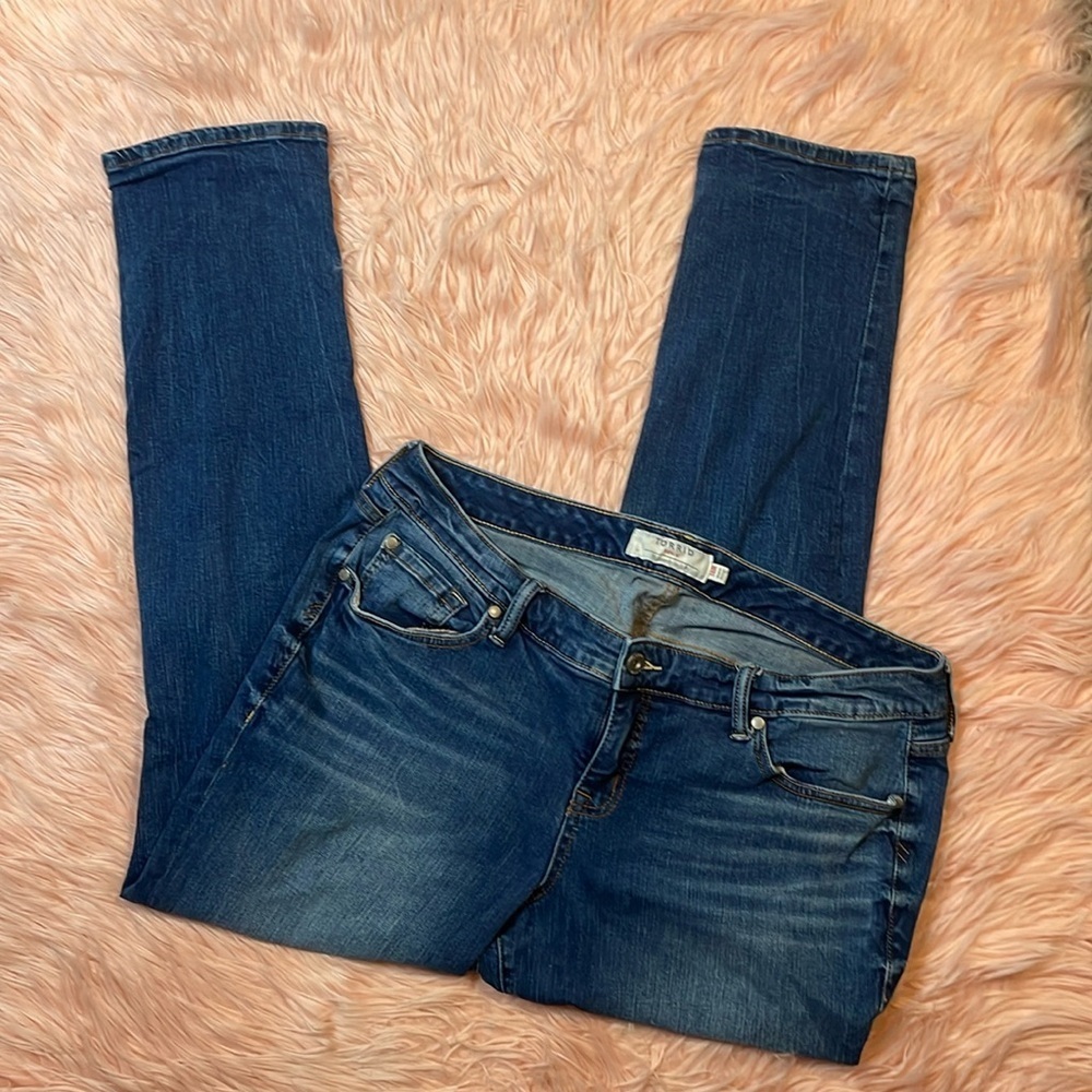 Torrid Denim Black Lace‎ Ripped Skinny Blue Jeans Size 18R